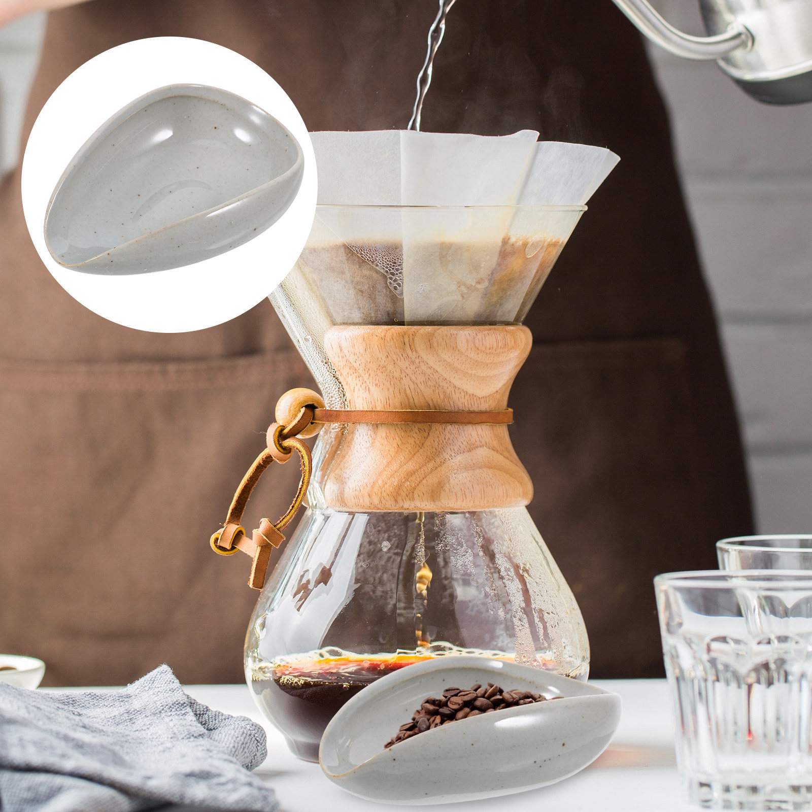 Coffee Tea And Bean - Ceramic Coffee Bean Tray Dosing Cup