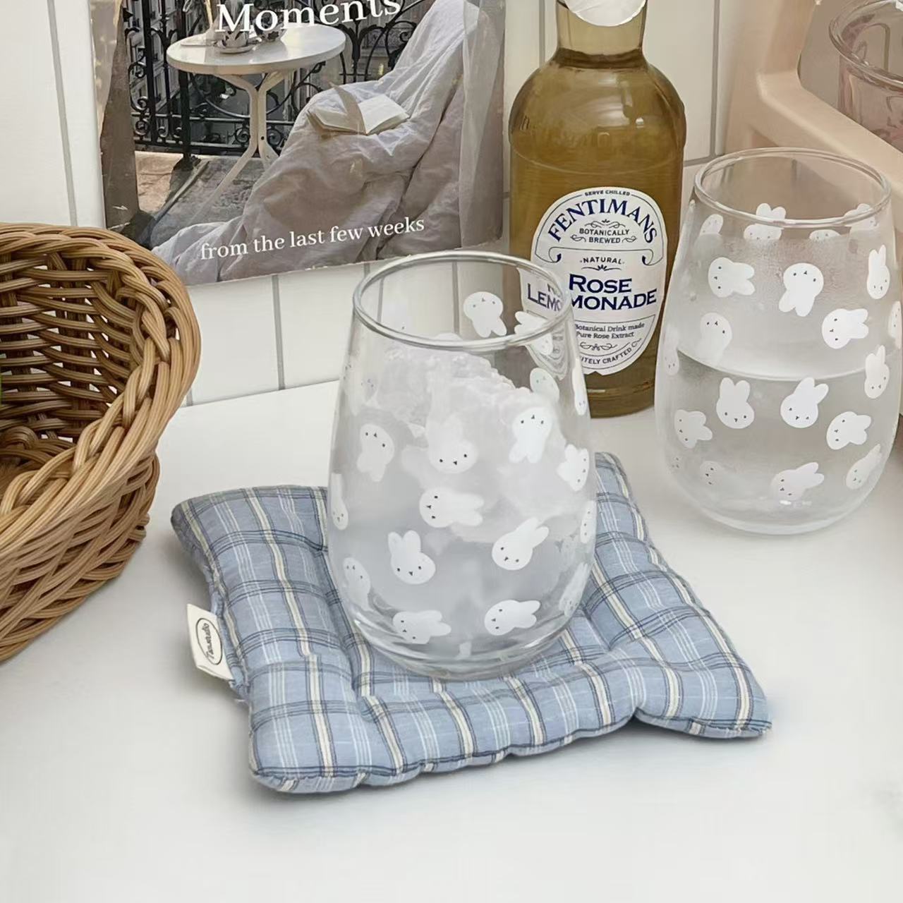 Cute Miffy Rabbit Printed Glas - Coffee Tea Friends review and price