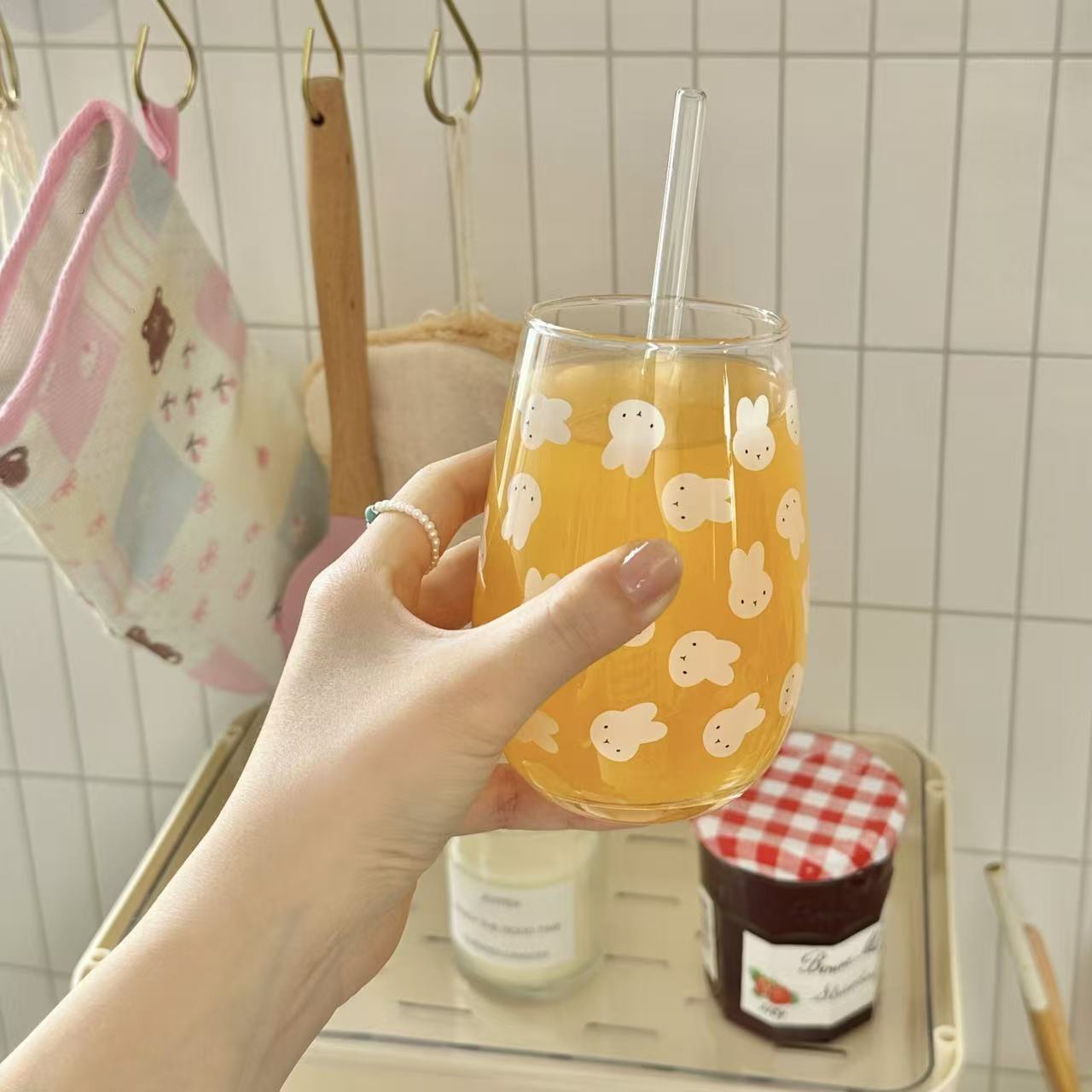 Cute Miffy Rabbit Printed Glas - Coffee Tea Friends review and price