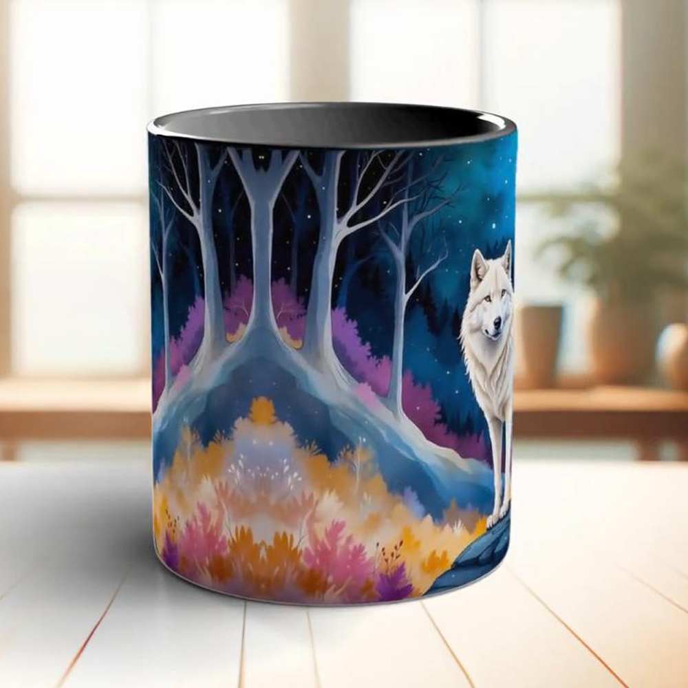 Moon and white wolf coffee mug - Coffee Tea Friends review and price