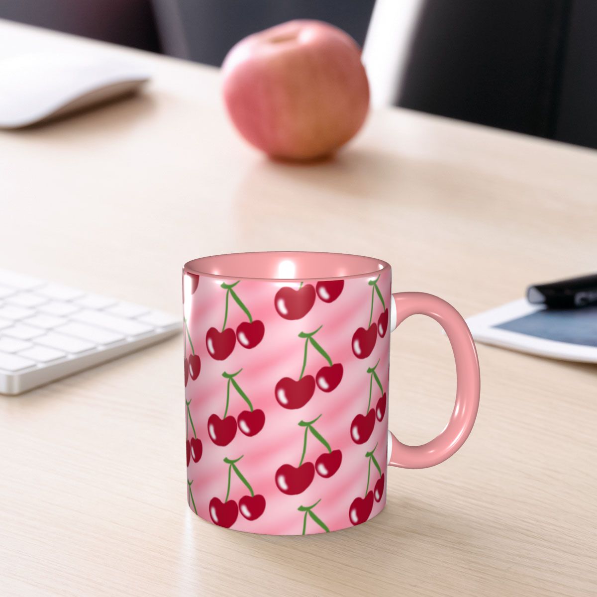 Red Cherry Green Stems Pink Mu - Coffee Tea Green review and price