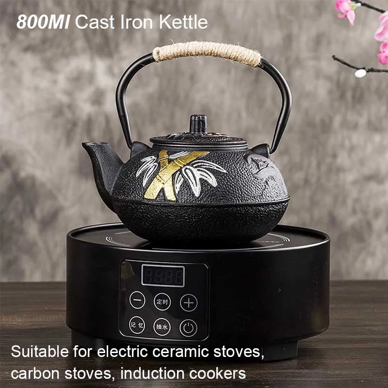 800ML Plum and Bamboo Painted  - Cast Iron Teapot review and price