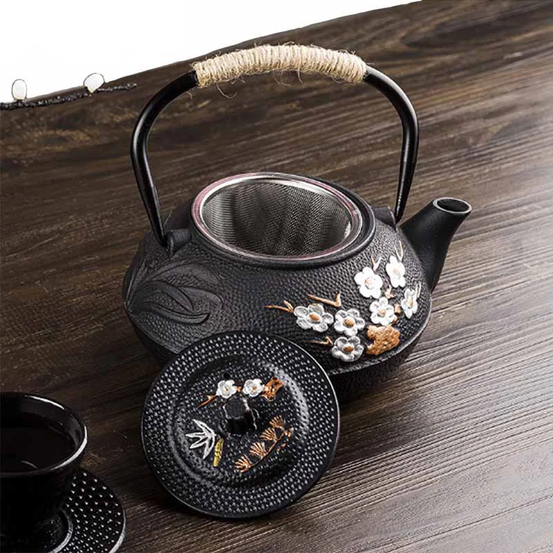 800ML Plum and Bamboo Painted  - Cast Iron Teapot review and price