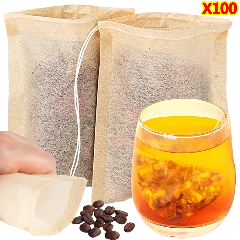 100Pcs Teabags with Drawstring - Coffee Tea Leaf review and price