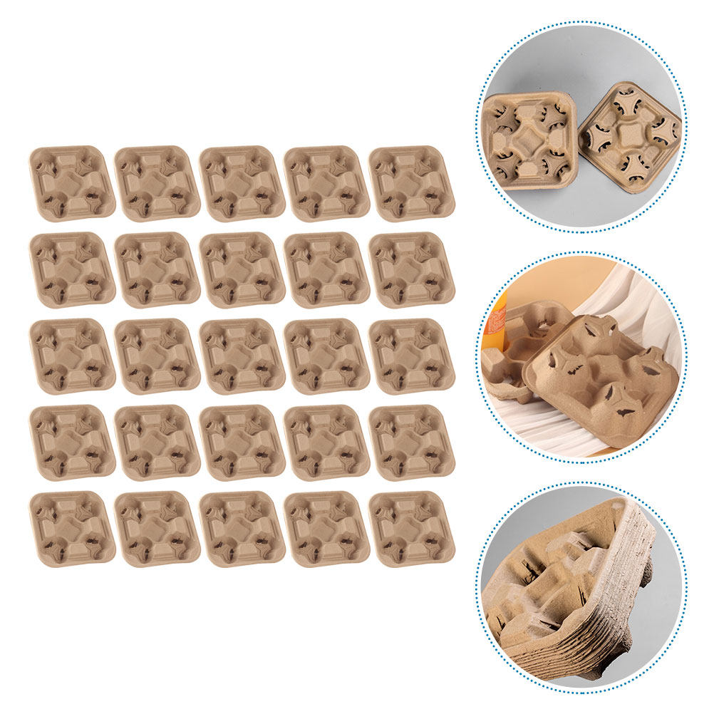 25Pcs Four-Cup Paper Pulp Hold - Coffee Tea Paper Cups review and price