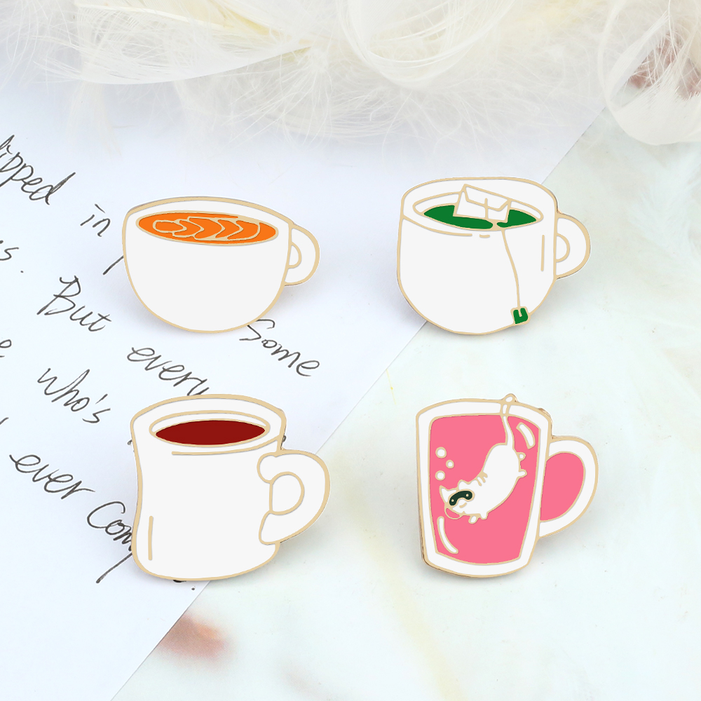 4 Style Drink Enamel Pins Crea - Coffee Tea Green review and price